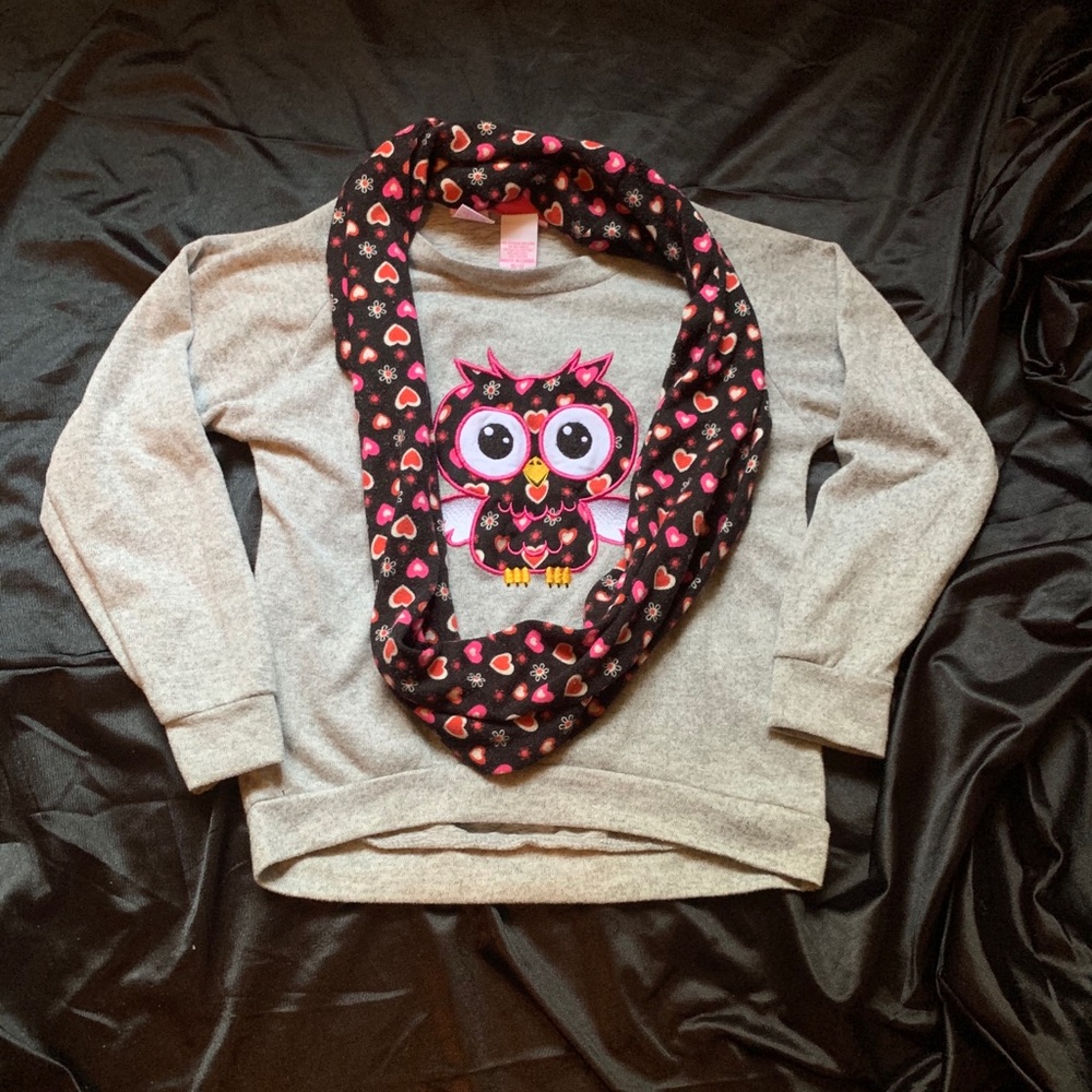 Girls long sleeve shirt with scarf